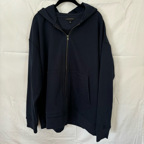 Banana Republic Heavyweight Zip-up Hoodie Navy Blue Size XL - Picture 1 of 14
